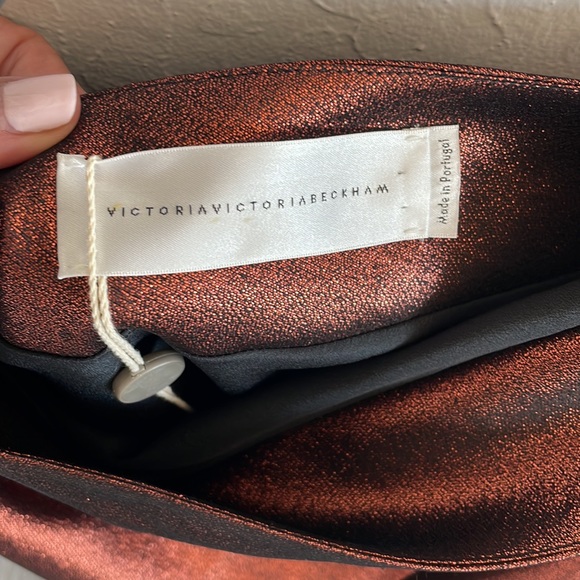 Victoria Beckham Metallic Bronze  one- shoulder  dress - Picture 3 of 5